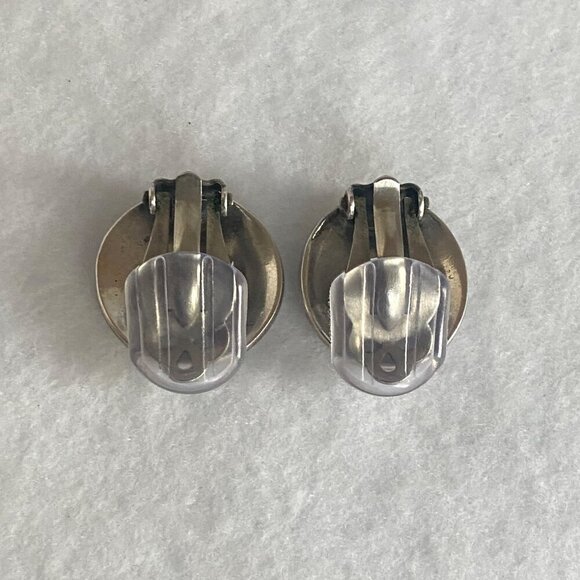 VTG Sterling Silver 925 Southwest Style Thunderbird Round Clip On Earrings - Picture 3 of 16